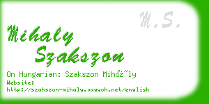 mihaly szakszon business card